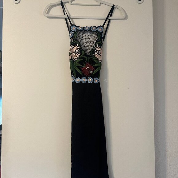 NWOT Cleobella Floral Embroidered Black Summer Dress Handmade Small - Picture 2 of 6